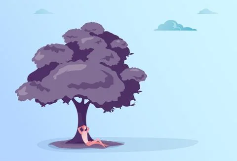 Business Man Sit Under Tree Relaxed Businessman Vacation Rest Concept イラスト素材