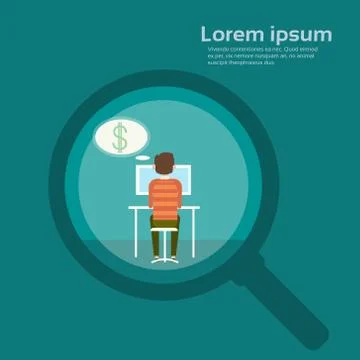 Business Man Sitting Desk Work Laptop Computer Stock Illustration