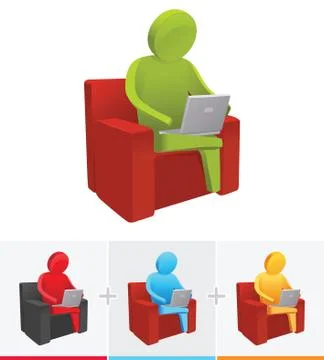 Business man sitting while operating notebook Stock Illustration