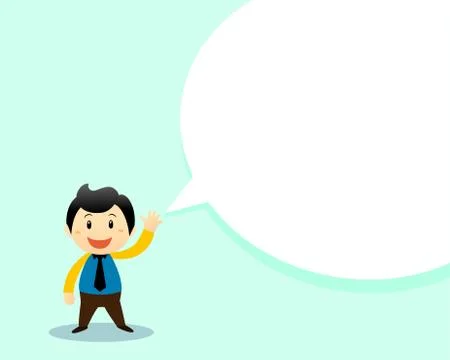 Business man with speech bubble Illustrazione stock