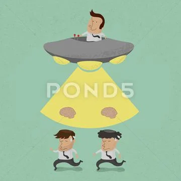 Business man stealing brain, eps10 vector format Stock Illustration