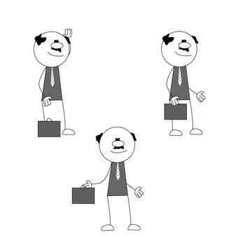 Business man stickman character multiple poses Иллюстрация