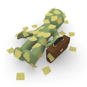 Business man with sticky notes, 3d business concept Stock Illustration