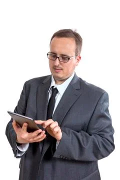 Business man with tablet computer Stock Photos