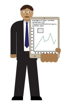 Business Man With Tablet Graph 스톡 일러스트