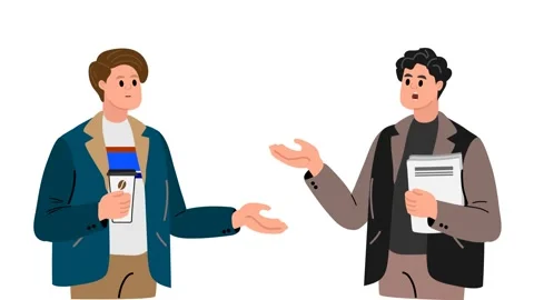 Business Man Talking Animation on White Background, Corporate Explainer Char Vidéo 336917077