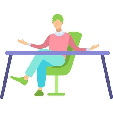 Business man talking sitting at table vector icon Stock Illustration
