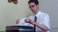 Business man taps fingers on shredder HD Footage