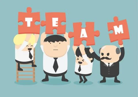 Business man team work, Vector Stock Illustration