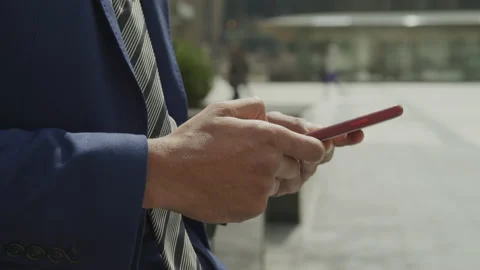 Business Man Texting Outside Stock Footage 208743405