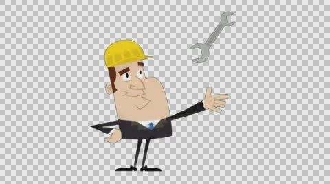 Business Man Throwing a Spanner Cartoon Stock Footage 56724912