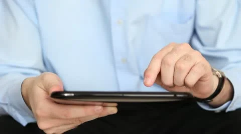 Business man touching digital tablet Stock Footage 22008837