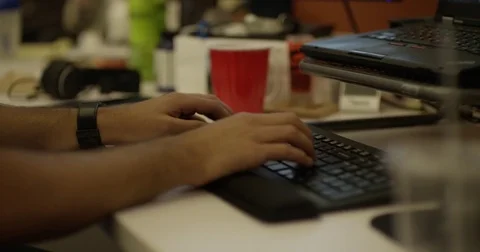 Business Man Typing on Computer Keyboard Stock Footage 79433810