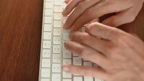 BUSINESS Man typing on the keyboard. Hands touch typing pointing. Stock Footage 205037072