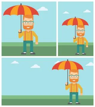 Business man with umbrella vector illustration Stock Illustration