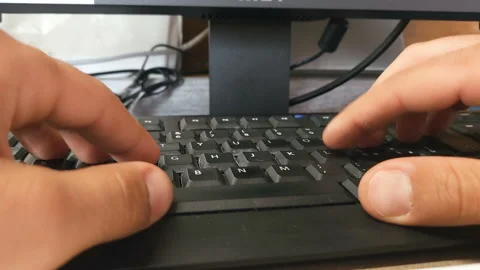 Business man use desktop computer keyboard for office working,pc tech lifestyle Stock Footage 253194075