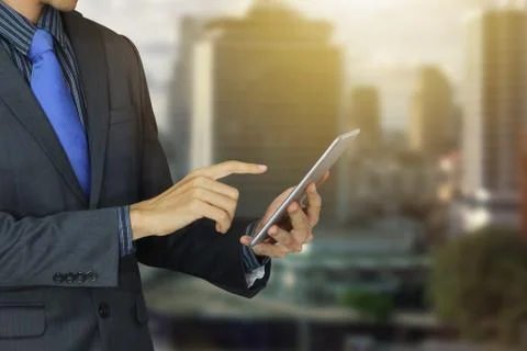 Business man use tablet, Data technology concept Stock Photos