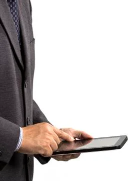 Business man using a android tablet pc like ipad, Mobile phone Stock Photos