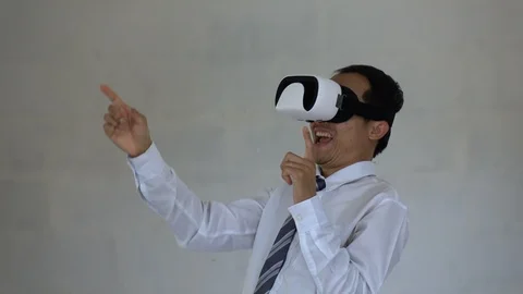 Business man using AR technology. Man be action in your imaging. Stock Footage 91331582