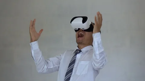 Business man using AR technology. Man be action in your imaging. Stock Footage 91331698