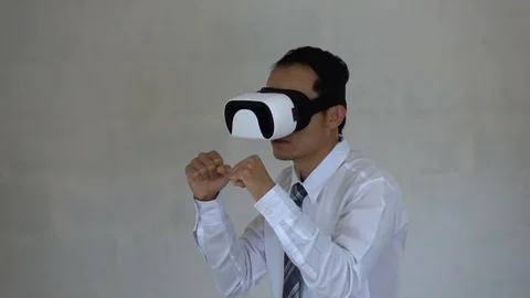 Business man using AR technology. Man be action in your imaging. Stock Footage 91331821
