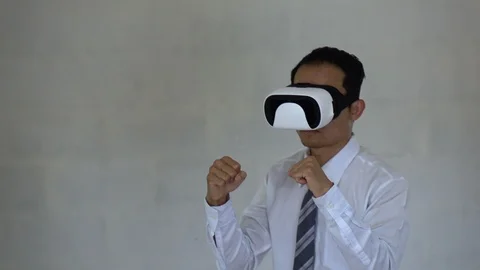 Business man using AR technology. Man be action in your imaging. Stock Footage 91331852