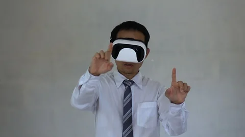 Business man using AR technology. Man be action in your imaging. Stock Footage 91332076