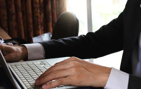 Business man using a computer 库存照片