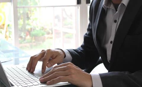 Business man using a computer Stock Photos