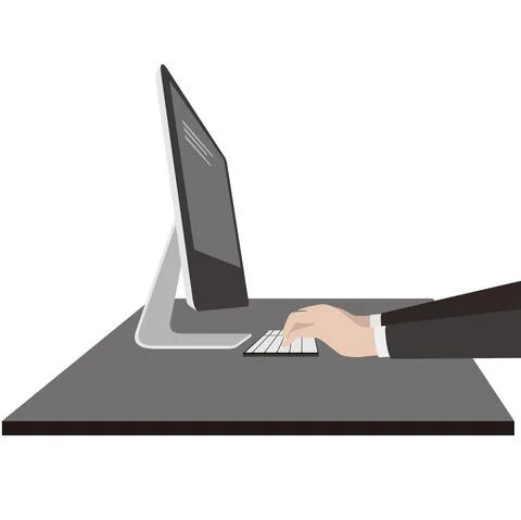 Business man using the computer, vector illustration Stock Illustration