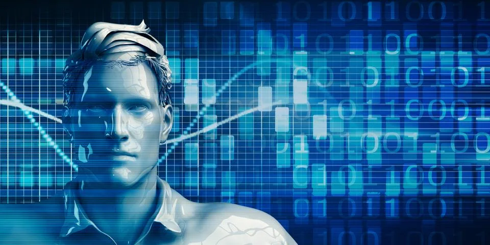 Business Man Using Data Analytics Technology Stockillustratie