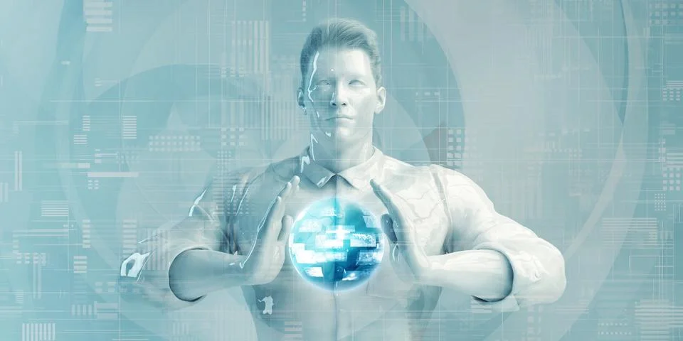 Business Man Using Digital Solutions Stock Illustration