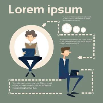 Business Man Using Laptop Computer Tablet Connection Concept Abstract Background Illustrazione stock