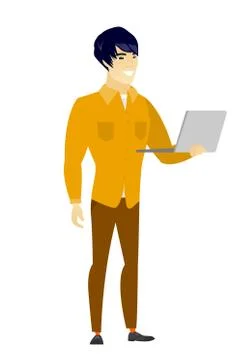 Business man using laptop vector illustration Stock Illustration