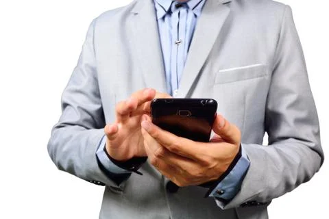 Business man using mobile smart phone Stock Photos
