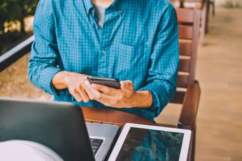 Business man using mobile smart phone Stock Photos