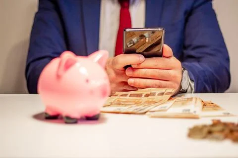 Business man using mobile smart phone Foto stock