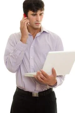 Business man using mobile technologies Stock Photos