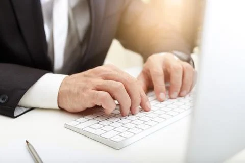 Business man using modern computer Stock Photos