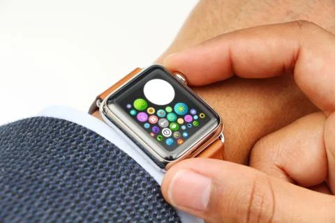 Business man using smart watch Foto stock