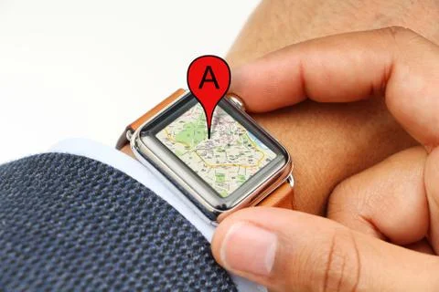 Business man using smart watch Stock Photos