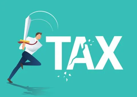 Business man using sword cut tax Stock Illustration