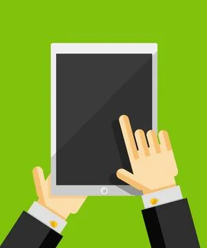 Business man using tablet. Flat ui design Stock Illustration