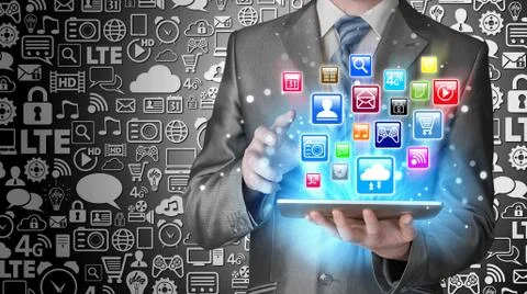 Business man using tablet PC Stock-Illustration