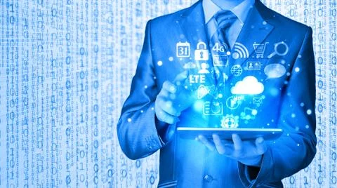 Business man using tablet PC Stock Illustration