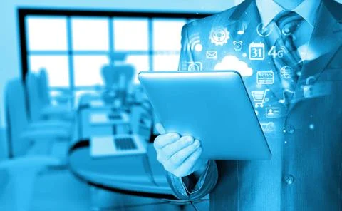 Business man using tablet PC イラスト素材