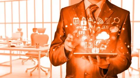 Business man using tablet PC イラスト素材