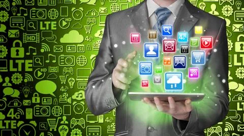 Business man using tablet PC Stock Illustration