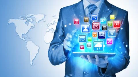 Business man using tablet PC Stock Illustration