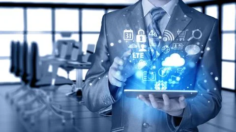 Business man using tablet PC Stock Illustration